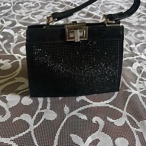 Aldo Black Sparkly Clutch with Silver Turn-Lock